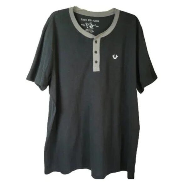 True Religion Henley Short Sleeve Shirt Size 3XL - Picture 1 of 9